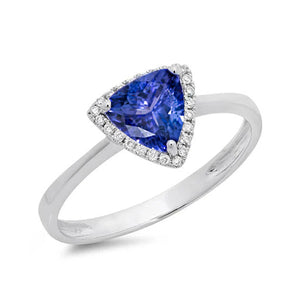  Fancy Lady’s  Tanzanite And Round Diamond Fancy Ring White Gold