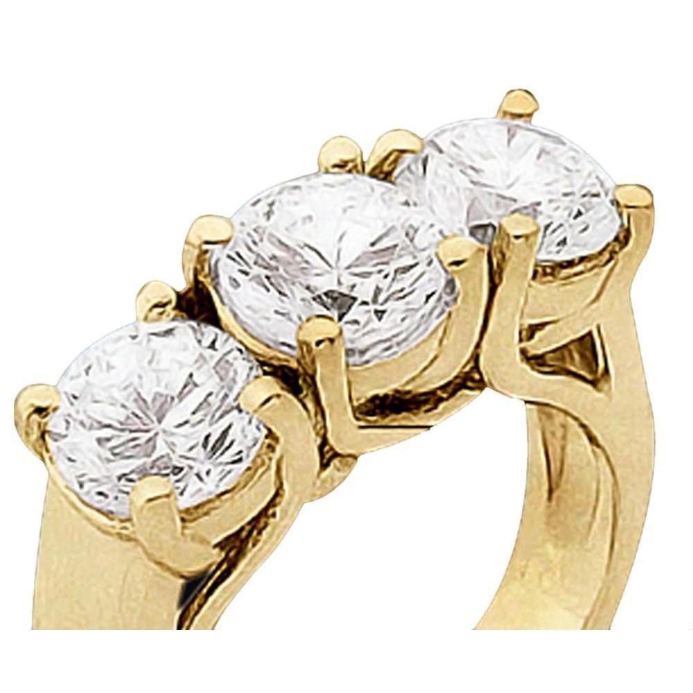1.50 Carat Engagement 3 Stone Natural Earth Mined Diamond Ring Solid Yellow Gold 14K