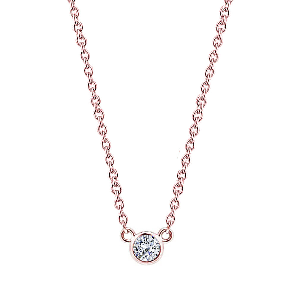 1.50 Carat GIA Certified Lab Grown Diamond 16" Pendant Necklace Rose Gold Yard Bezel Set