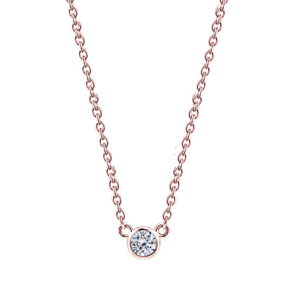 1.50 Carat GIA Certified Lab Grown Diamond 16" Pendant Necklace Rose Gold Yard Bezel Set