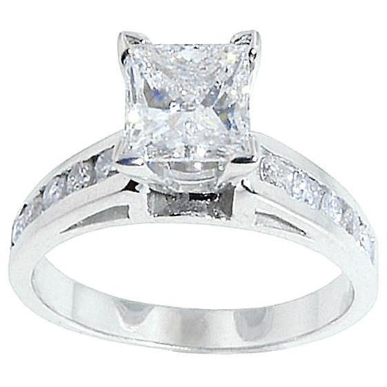 1.50 Ct. Natural Earth Mined Diamond Ring Solid White Gold 14K Solitaire With Accents