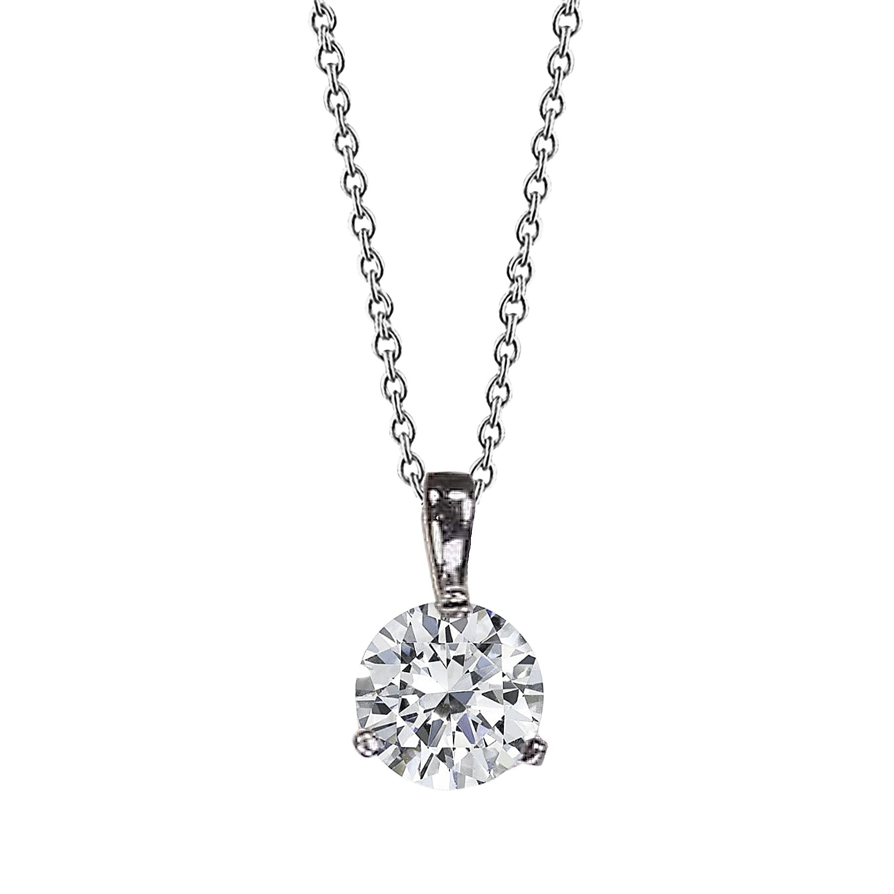 1.50 Round GIA Certified Lab Grown Diamond Necklace Pendant White Gold 14K