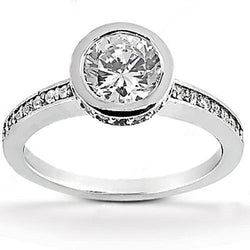1.55 Ct. Hidden Halo Natural Earth Mined Diamonds Women Engagement Ring With Accents