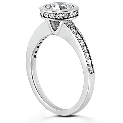 1.55 Ct. Hidden Halo Diamonds Women Engagement Ring With Accents