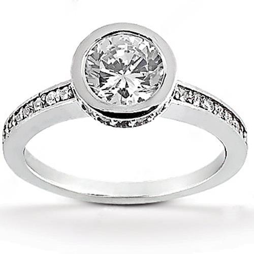 1.55 Ct. Hidden Halo Diamonds Women Engagement Ring With Accents