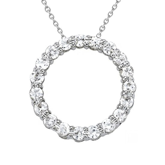 1.55 Ct. Round Natural Earth Mined Diamond Circle Pendant Without Chain White Gold 14K