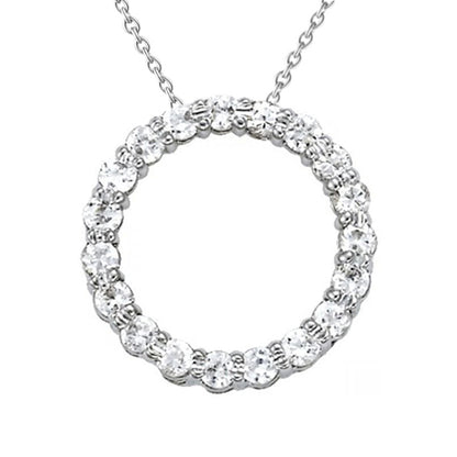 1.55 Ct. Round Natural Earth Mined Diamond Circle Pendant Without Chain White Gold 14K