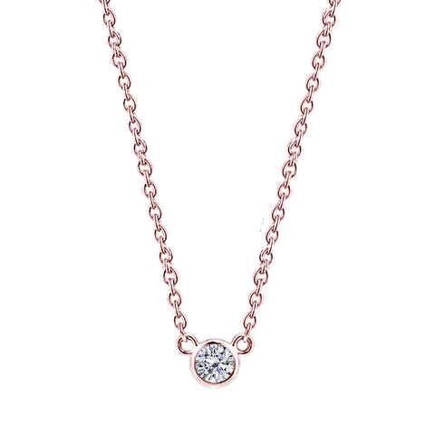 1.51 Carat Diamond 16 Or 18" Pendant Necklace Rose Gold Yard Bezel Set