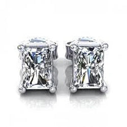 1.5 Carats Radiant Cut Diamond Stud Solitaire Earring White Gold 14K