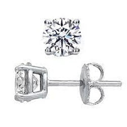  half bazel fancy Engagement White Gold Diamond Stud Earrings