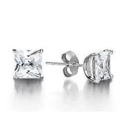 1.5 Ct Princess Cut Diamond Stud Earring 14K White Gold