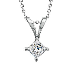 1.5 Ct Sparkling Princess Cut Diamond Pendant Necklace Prong Set
