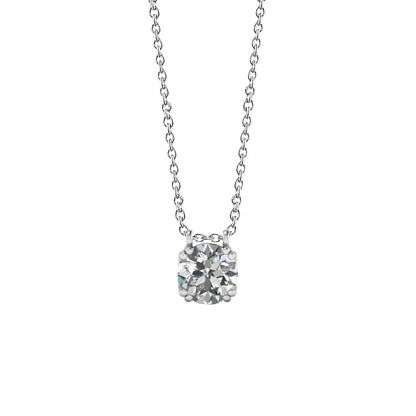 1.60 Ct F Vs1 Solitaire Round Cut Natural Earth Mined Diamond Pendant Necklace