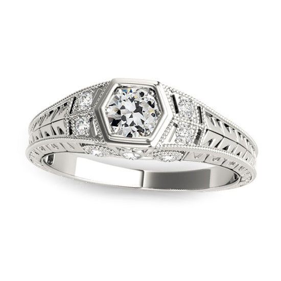Woman's Anniversary Fancy  Round Old Miner Diamond Ring