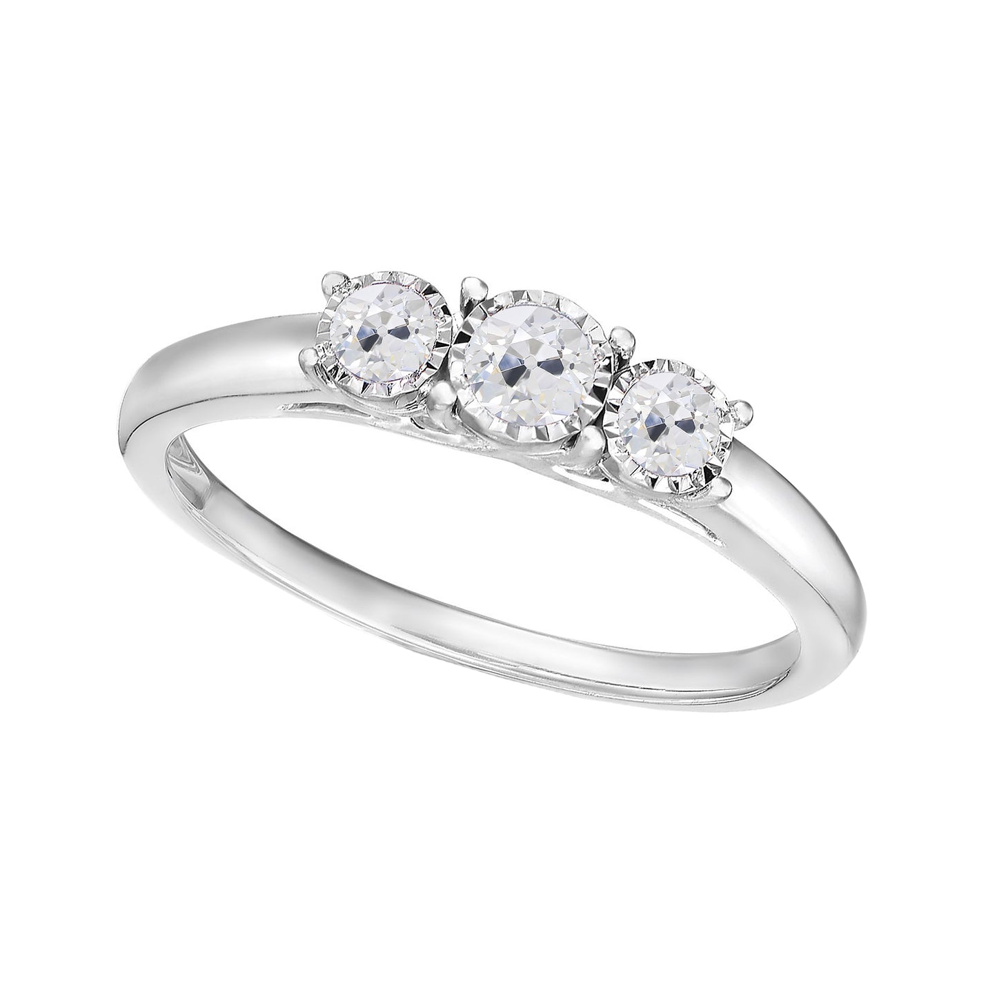 Round Three Stone Ring Old Miner Diamonds