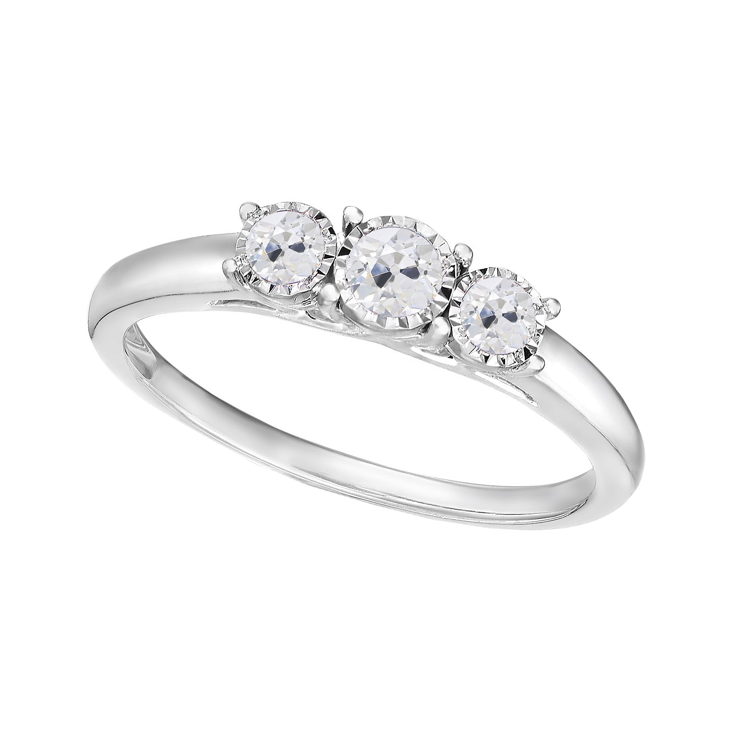 Round Three Stone Ring Old Miner Diamonds