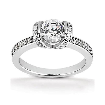 Bar Setting Style White Elegant Woman's Solitaire Diamond Ring 