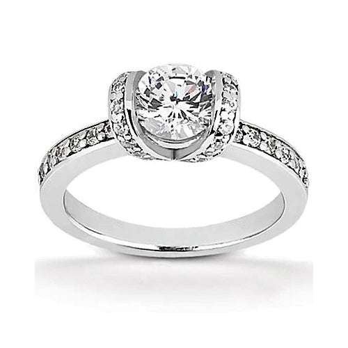 Bar Setting Style White Elegant Woman's Solitaire Diamond Ring 