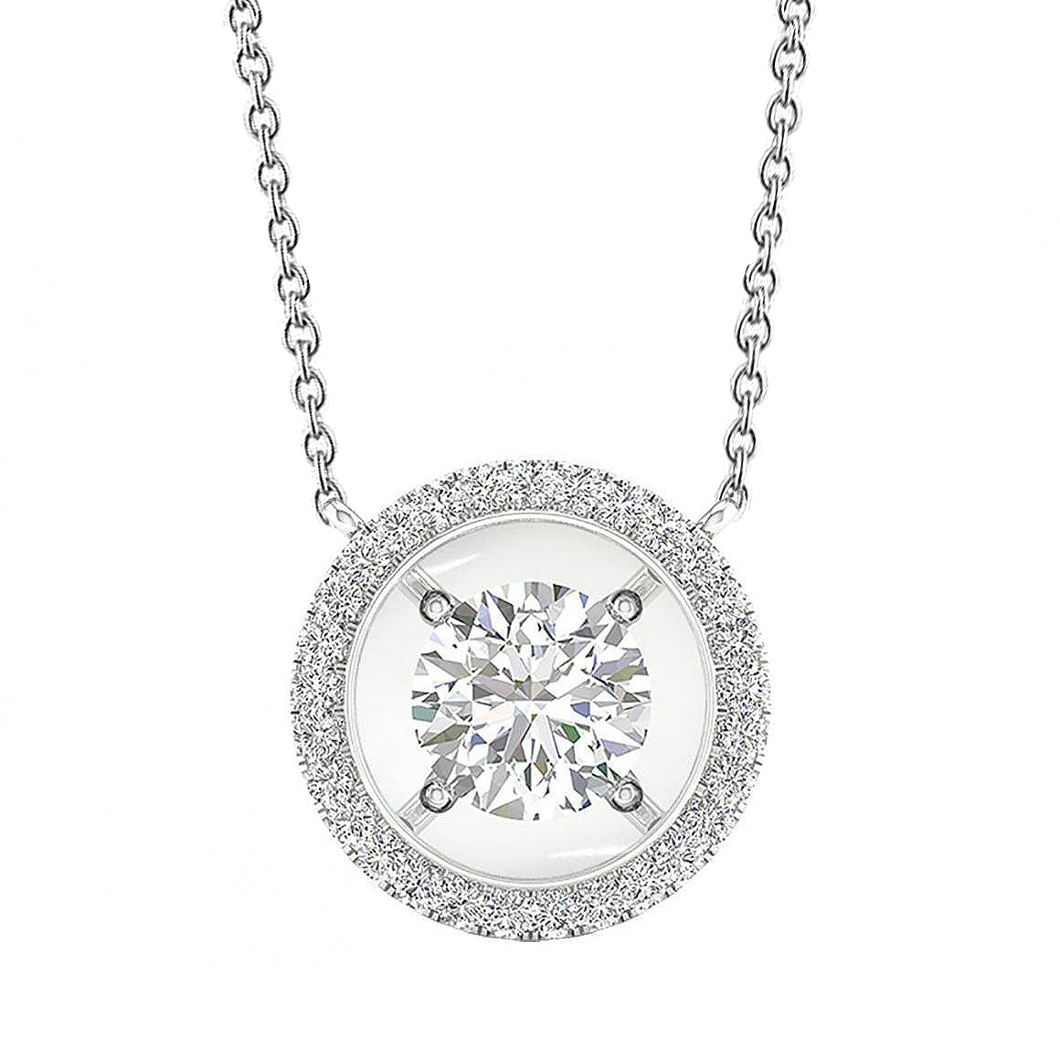 natural round diamond 1.80ct pendant front view