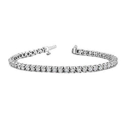 Real  10.10 Carats Round Diamond Tennis Bracelet Solid White Gold Prong Set