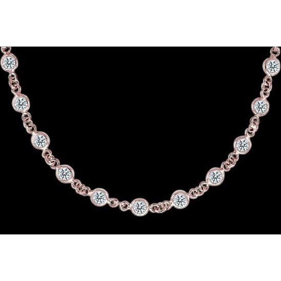 10 Ct Diamond Yards 32” Necklace By Pendant Bracelet Yard Bezel Set Pendant