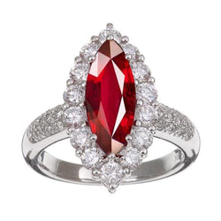 10.50 Ct Red Ruby Marquise Cut With Diamond Ring White Gold 14K