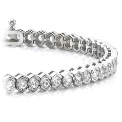 Real  10.50 Ct Round Cut Diamond Tennis Bracelet White Gold 14K Fine Jewelry