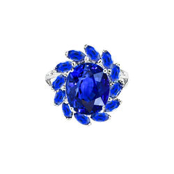 10.50 Carats Oval And Marquise Sri Lankan Sapphire Ring White Gold 14K