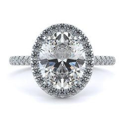 3.50 Carats Oval & Round Natural Earth Mined Diamond Engagement Halo Ring