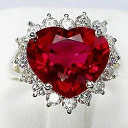 Sparkling Unique Lady’s  Heart Shaped Red Aaa Ruby With Diamond Ring  
