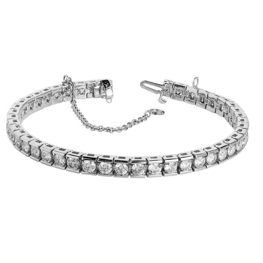 10.75 Carats Lab Grown Diamonds Channel Set Bracelet Gold White New