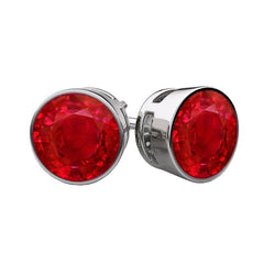 Natural Real ( Not Lab Grown )  10 Ct Bezel Set Round Cut Ruby Women Studs Earrings White Gold