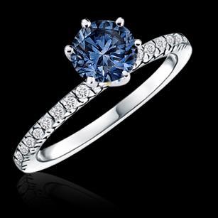 1.01 Ct Blue Diamond Engagement Ring 6 Prong Set Gemstone Gemstone Ring