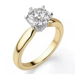 1 Carat Two Tone Comfort Fit Round Diamond Ring Solitaire