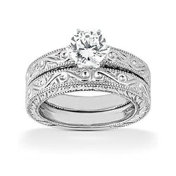 1 Carat Diamond Solitaire Wedding Ring Band Set F VS1