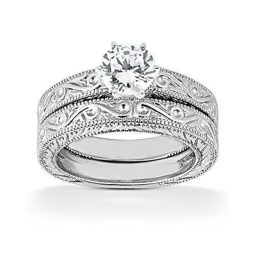1.01 Ct Diamond Solitaire Wedding Ring Band Set F Vs1 Engagement Ring Set