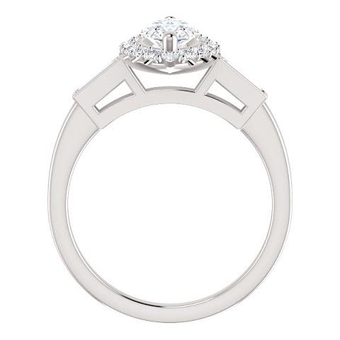1.30 Carats Marquise Center Diamond And Baguette Halo Engagement Ring Halo Ring
