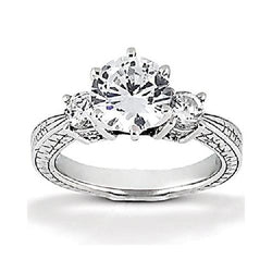 1.50 Carats Diamond Three Stone Gold Engagement Ring