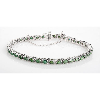 10.5 Ct Green  Diamond  Tennis Bracelet 14K White Gold Tennis Bracelet