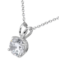 1 Carat Solitaire Round Cut Natural Earth Mined Diamond Pendant White Gold 14K Prong Set