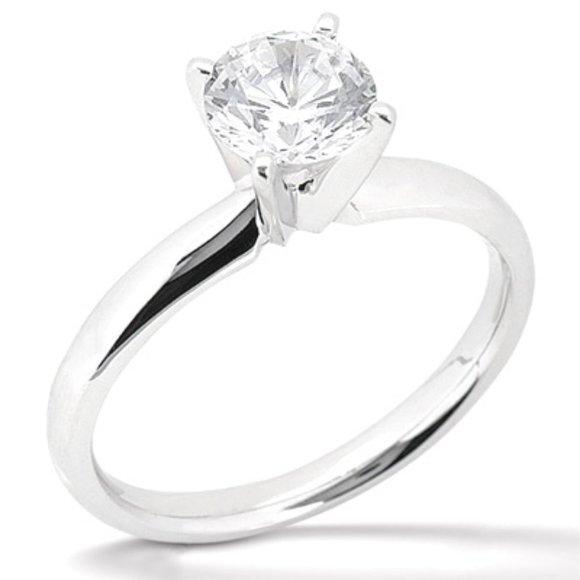 Round Diamond Solitaire Ring White Gold 