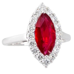10.50 Carats Diamond With Red Ruby Gemstone Ring White Gold 14K