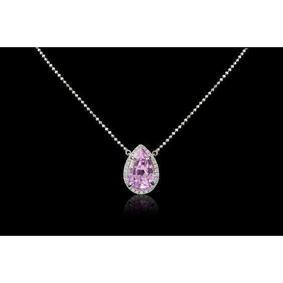 10.50 Carats Pink Kunzite And Diamond Necklace Pendant White Gold Gemstone Pendant