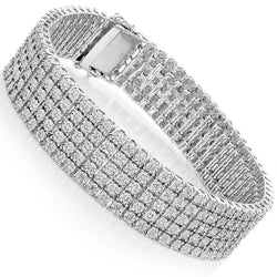 12 Carats Round Cut Men Diamond Bracelet Gold 14K Jewelry