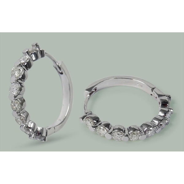  Natural Lady’s  Round Diamond Women Hoop Earring  White Gold