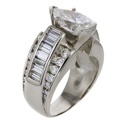 Pear Cut Center Diamond Wedding Ring White Gold Fine Jewelry