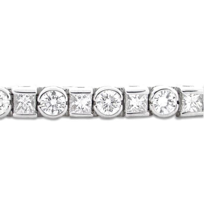 Tennis Bracelet 7.5 Ct Princess And Round Diamond Tennis Bracelet White Gold Jewelry