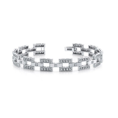 10.80 Ct Round Cut Diamonds Checkerboard Mens Bracelet White Gold 14K Tennis Bracelet