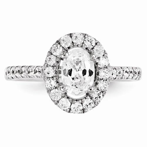 1.8 Ct Diamond Engagement Ring All Sizes 14K White Halo Ring
