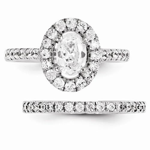 1.8 Ct Diamond Engagement Ring 14K White Gold Halo Ring